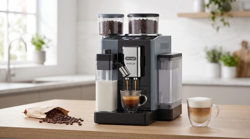 De’Longhi Rivelia Automatic Espresso Machine with Grinder & Milk Frother