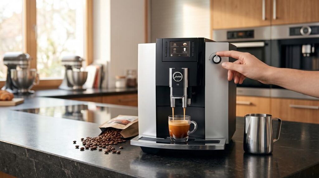 Jura E6 Automatic, Affordable Espresso Machine with Programmable Coffee Strength